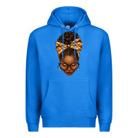 True Royal plaid bandana afro woman Premium Hoodie - texasbilliewilder