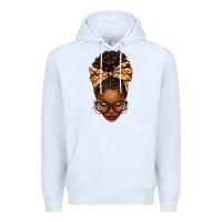 White plaid bandana afro woman Premium Hoodie - texasbilliewilder