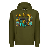 Army Green quilting life western Premium Hoodie - texasbilliewilder