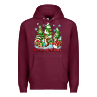 Burgundy merry christmas rabbits Premium Hoodie - Zillion Design Studio
