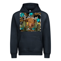 Navy western cow Urban Hoodie - RanaPortraitStore