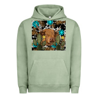 Pigment Oil Green western cow Urban Hoodie - RanaPortraitStore