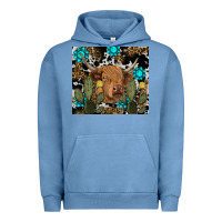 Pigment Pebble Blue western cow Urban Hoodie - RanaPortraitStore