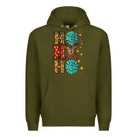 Army Green Gemstone And Reindeer Christmas Ho Ho Ho Premium Hoodie - RanaPortraitStore