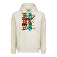 Oatmeal Heather Gemstone And Reindeer Christmas Ho Ho Ho Premium Hoodie - RanaPortraitStore