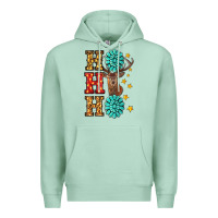 Seafoam Gemstone And Reindeer Christmas Ho Ho Ho Premium Hoodie - RanaPortraitStore