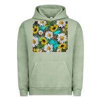 Pigment Oil Green western daisy and sunflower Urban Hoodie - RanaPortraitStore