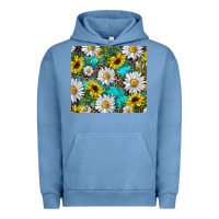 Pigment Pebble Blue western daisy and sunflower Urban Hoodie - RanaPortraitStore