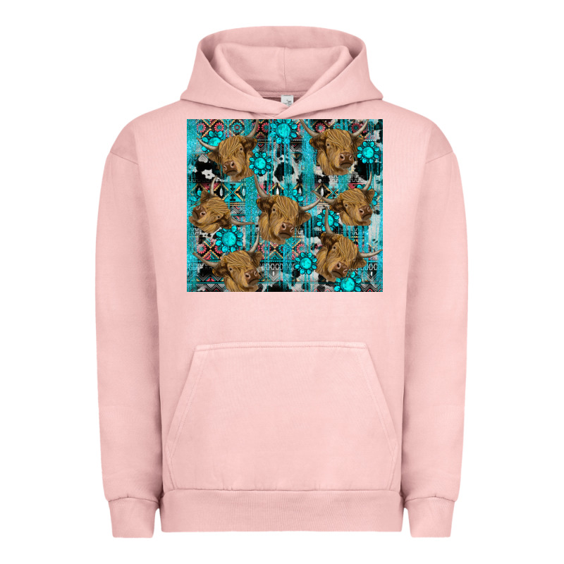 Western Aztec Highland Cow Urban Hoodie by RanaPortraitStore | Teevron