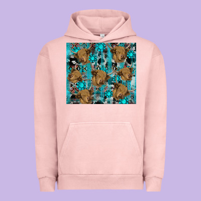Urban Hoodie western aztec highland cow