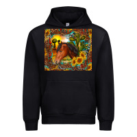 Black western horse and sunflower Urban Hoodie - RanaPortraitStore