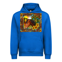Cobalt western horse and sunflower Urban Hoodie - RanaPortraitStore