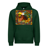 Foreset Green western horse and sunflower Urban Hoodie - RanaPortraitStore