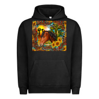 Pigment Black western horse and sunflower Urban Hoodie - RanaPortraitStore