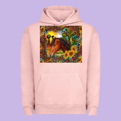 Urban Hoodie western horse and sunflower