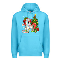 Ocean Blue Christmas unicorn Premium Hoodie - Zillion Design Studio