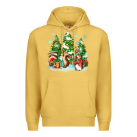 Antique Gold christmas rabbits Premium Hoodie - Zillion Design Studio