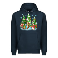 Navy christmas rabbits Premium Hoodie - Zillion Design Studio