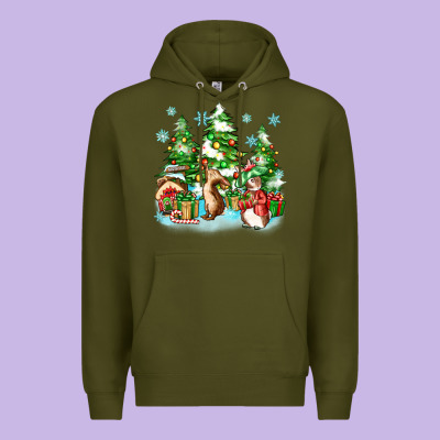 Christmas Rabbits Premium Hoodie Designed By Zillion Design Studio