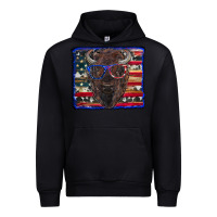 Black bison with american flag Urban Hoodie - RanaPortraitStore