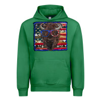 Emerald bison with american flag Urban Hoodie - RanaPortraitStore