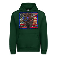 Foreset Green bison with american flag Urban Hoodie - RanaPortraitStore