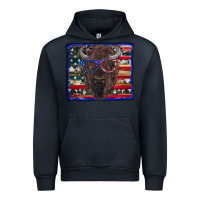 Navy bison with american flag Urban Hoodie - RanaPortraitStore
