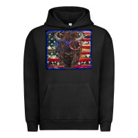 Pigment Black bison with american flag Urban Hoodie - RanaPortraitStore