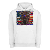 Pigment Lunar Rock bison with american flag Urban Hoodie - RanaPortraitStore