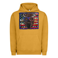 Pigment Peanut Butter bison with american flag Urban Hoodie - RanaPortraitStore
