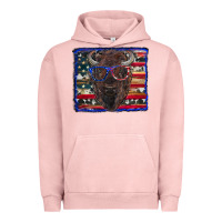 Pigment Salmon bison with american flag Urban Hoodie - RanaPortraitStore