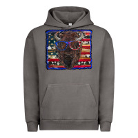 Pigment Tornado bison with american flag Urban Hoodie - RanaPortraitStore