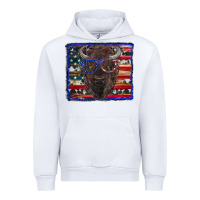 White bison with american flag Urban Hoodie - RanaPortraitStore