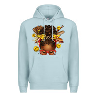 Blue Mist softball afro messy bun Premium Hoodie - texasbilliewilder