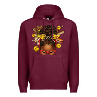 Burgundy softball afro messy bun Premium Hoodie - texasbilliewilder