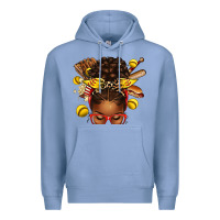 Colony Blue softball afro messy bun Premium Hoodie - texasbilliewilder