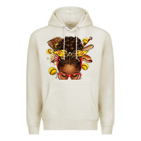 Oatmeal Heather softball afro messy bun Premium Hoodie - texasbilliewilder