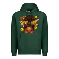 Sports Green softball afro messy bun Premium Hoodie - texasbilliewilder