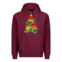 Burgundy christmas book tree Premium Hoodie - Zillion Design Studio