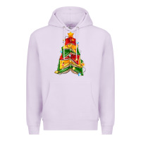 Lilac christmas book tree Premium Hoodie - Zillion Design Studio