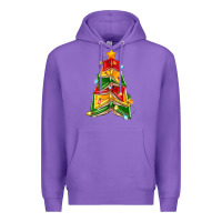 Purple christmas book tree Premium Hoodie - Zillion Design Studio