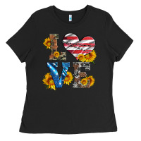 Black love with sunflowers and usa flag Ladies Tee - Artiststas
