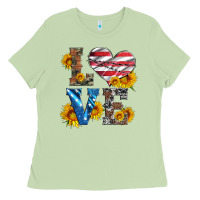 Matcha love with sunflowers and usa flag Ladies Tee - Artiststas