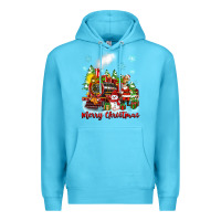 Ocean Blue merry christmas polar express Premium Hoodie - Zillion Design Studio