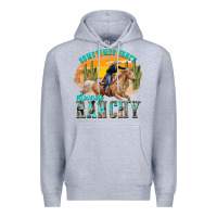 Heather Grey sometimes fancy always ranchy Premium Hoodie - texasbilliewilder