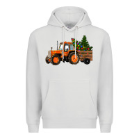Dove Grey Christmas Orange Farm Tractor Premium Hoodie - RanaPortraitStore