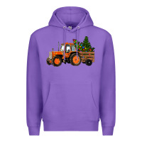 Purple Christmas Orange Farm Tractor Premium Hoodie - RanaPortraitStore