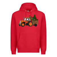 Red Christmas Orange Farm Tractor Premium Hoodie - RanaPortraitStore