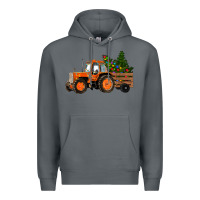 Rock Christmas Orange Farm Tractor Premium Hoodie - RanaPortraitStore