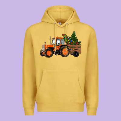 Premium Hoodie Christmas Orange Farm Tractor